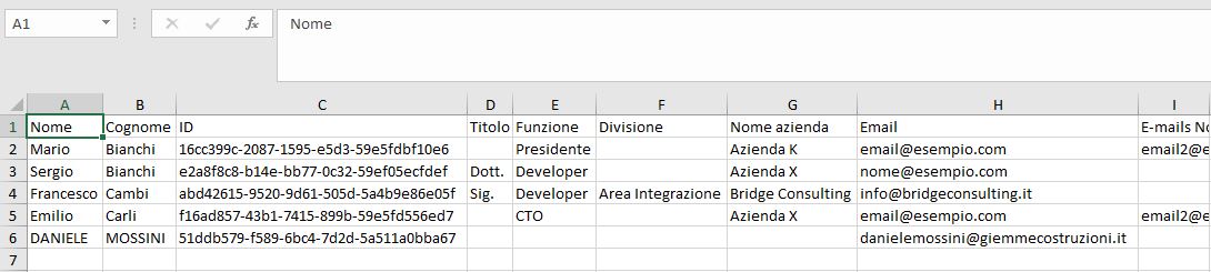 file di importazione